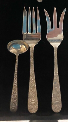 #ad KIRK REPOUSSE STERLING SILVER SET OF 3 SERVERS ALL FOR 1 BID ALL GREAT SHAPE $265.00