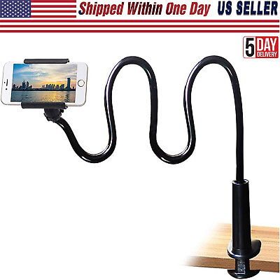 #ad Universal Lazy Mobil Phone Stand Holder Flexible 360 Bed Desk Bracket Table Clip $14.99