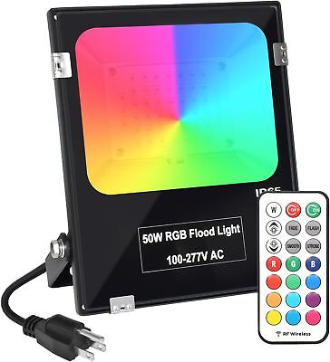 #ad RGB LED Flood Light with Remote Outdoor Garden Lamp Landscape Security Lights $22.55