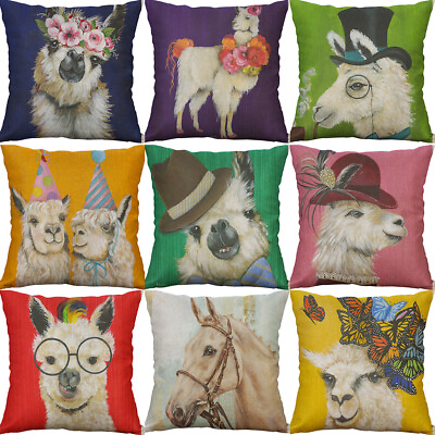 #ad Fashion New alpaca Printing animal cotton linen Pillow Case For Home Decor $3.87
