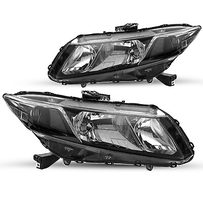 #ad #ad For 2012 2015 Honda Civic Sedan 12 13 Coupe Black Headlights Clear Corner Lamps $112.99