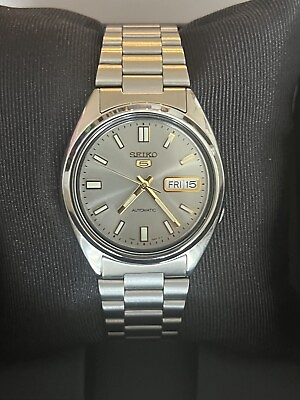 #ad Seiko 5 SNXS75 Automatic Day Date Gray Dial Stainless Steel Mens Watch SNXS75K1 $110.00