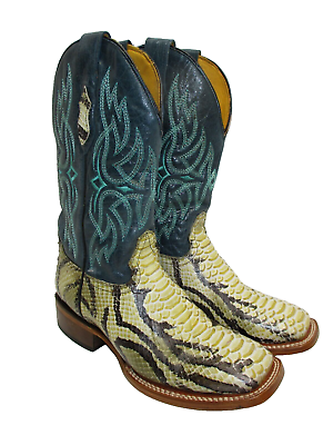 #ad Alfa Snake print square toe Western style boots Men#x27;s size 26½ Mex 8 US size $65.00