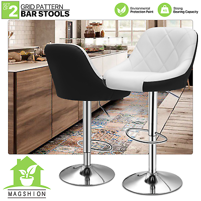 #ad 2 Piece Mixed Color Leather Swivel Bar Stool Kitchen Counter Height Dining Chair $101.99