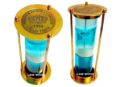 #ad Nautical Maritime Brass Antique Finish Sand Timer Desk Decor Liquid Hourglass $41.25