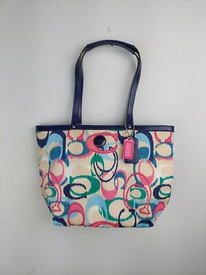 #ad COACH Signature Logo Multicolor Purse Handbag Great Condition $38.00