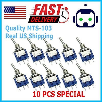 #ad 10pcs 3 Pin SPDT ON OFF ON 3 Position Mini Toggle Switches MTS 103 US $6.99