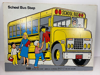 #ad School Bus Stop Wooden Connor Puzzle 12 Pieces American Toy 8421 2 $19.99