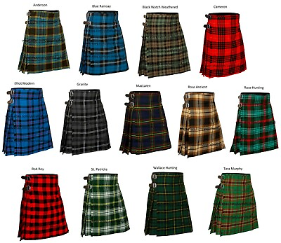 #ad Men#x27;s 5 Yard Scottish Kilts Tartan Kilt 13oz Highland Casual Kilt 20 TARTANS $25.99