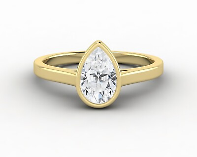 #ad 1.0 Ct Pear Cut Bezel Set Engagement Wedding Promise Ring Solid 10k 14k Gold C $329.99