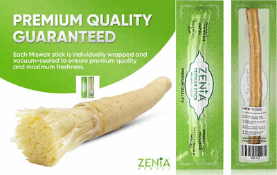 #ad Zenia Sewak Natural Miswak Traditional Toothbrush Vacuum Sealed Natural Flavor $6.45