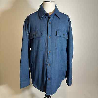 #ad NWT St Johns Bay Blue American Navy Jaspe Button Front Jacket Mens Size Large L $29.99