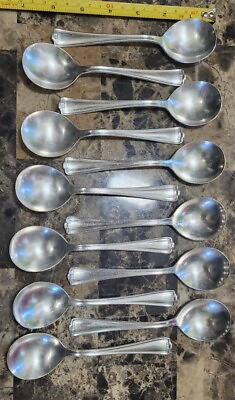 #ad ✅ SET OF 12 ANTIQUE c1912 CROMWELL SILVERPLATED CREAM SOUP SPOONS 🥣 $59.99