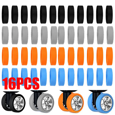 #ad 16PCS Silicone Suitcase Wheels Protection Cover Travel Luggage Accessories NEW $7.99