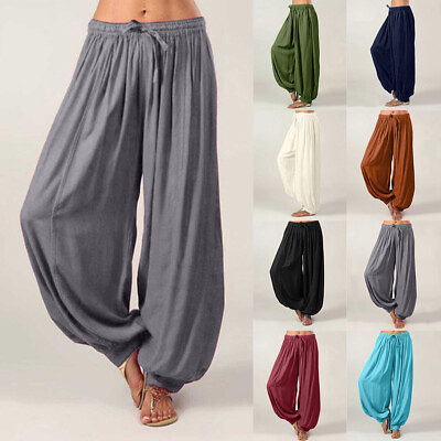 #ad Women Elastic Waist Baggy Harem Trousers Ladies Yoga Sport Casual Loose Pants US $24.39