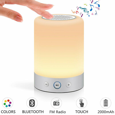 #ad Touch Control Wireless Night Light Color Changing Desk Table Lamp Speaker $14.99