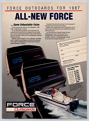 #ad Vintage 1987 Force Outboards 85 And 125 Print Ad $9.99