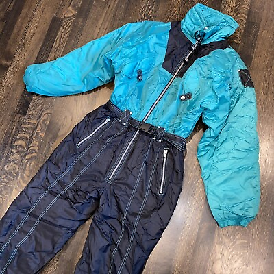 #ad Vtg Snow Suit One piece Snowsuit Apres Ski Bib retro Ventana 80s 90s Mens Small $67.49