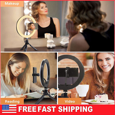 #ad 10quot; LED Ring Light Selfie Ring Light with Tripod Stand amp; Phone Holder amp; Remote $11.99