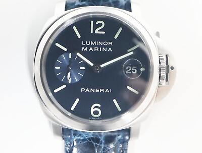 #ad Panerai Luminor Marina Date PAM00070 Blue Stainless Automatic Men#x27;s Watch $4890.99