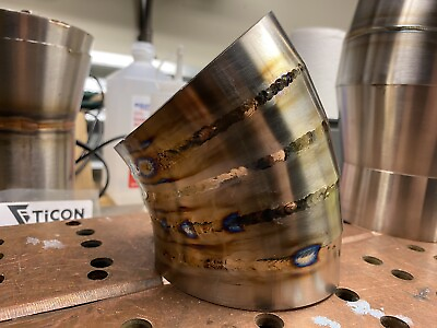 #ad 4” Titanium loose 45 degree welded bend. cp2 titanium backpurged. $175.00
