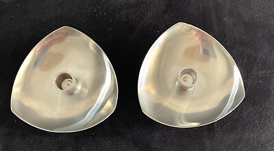 #ad MCM Candle Holders Pair Danish Selandia Denmark Stainless Steel Modern with Box $11.99