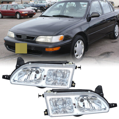 #ad 2PCS Fit1993 1994 1995 1996 1997 Toyota Corolla JDM Clear Headlights Headlamps $49.99