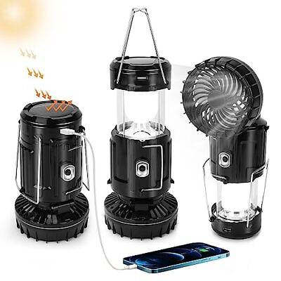 #ad 2023 Upgrade Solar Powered Camping Lantern with Fan Flashlights Charging for... $25.39