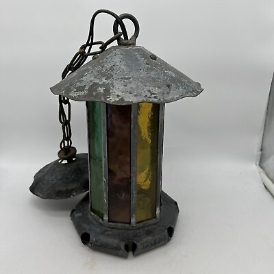 #ad #ad Antique Slag Glass IArts And Crafts Style Hanging Light Fixture Lamp $180.00