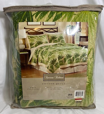 #ad American Traditions Quilt Twin size Green Tropical Themed Pattern $69.00