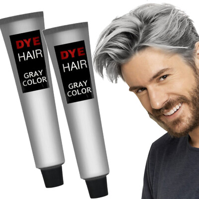 #ad 2PCS Light Grey Silver Permanent Hair Dye Color Cream Unisex Fashion Punk Style $12.28