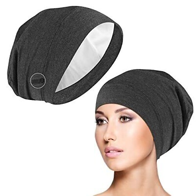 #ad Satin Night Sleeping Cap For Long Hair Wrap Bonnet Hat Hair Care Men Women $14.99