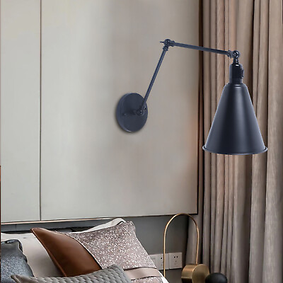 #ad #ad Swing Arm Wall Lamp Sconce Black E26 Wall Sconces Reading Light Fixture 12 $26.94