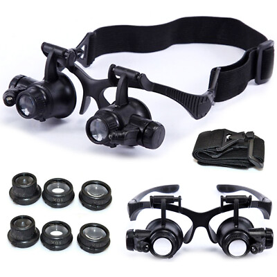 #ad Headband Magnifier LED Light Head Mounted Magnifying Glasses Craft Hobby Repair $11.93