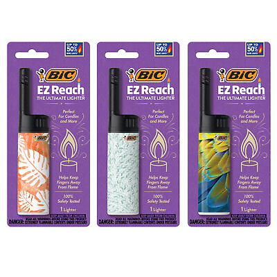 #ad BIC EZ Reach Lighter Home Décor Design 3 Pack Assortment of Designs May Vary $9.89
