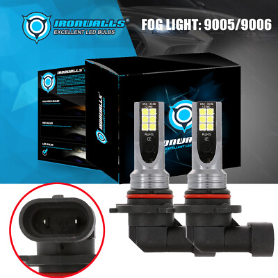 #ad Universal 9145 H10 9005 9006 LED 100W 6000K White Fog Light Driving DRL Bulbs $16.99