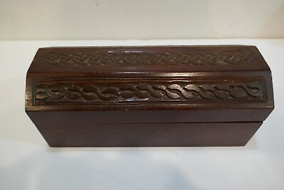 #ad Vintage Vaulted Carved Top TREASURE or Trinket Chest Wood Box $29.95