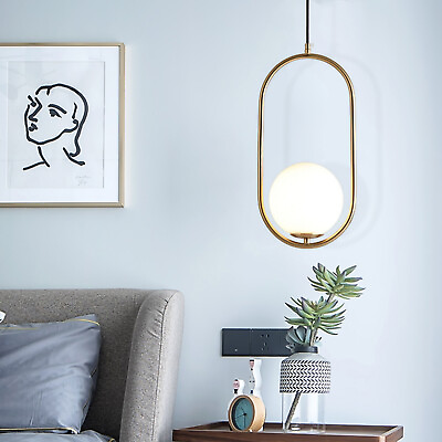 #ad Modern Glass Hanging Lamp Pendant Lamp Fixture Ball LED Ceiling Light Home Decor $21.94