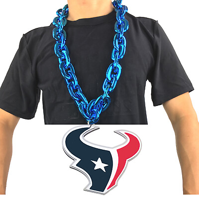 #ad New NFL Houston Texans Blue Fan Chain Necklace Foam $32.18
