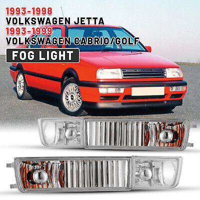 #ad For 1993 1998 Volkswagen Golf Jetta Cabrio MK3 Fog Lights Bumper Driving Lamps $48.99