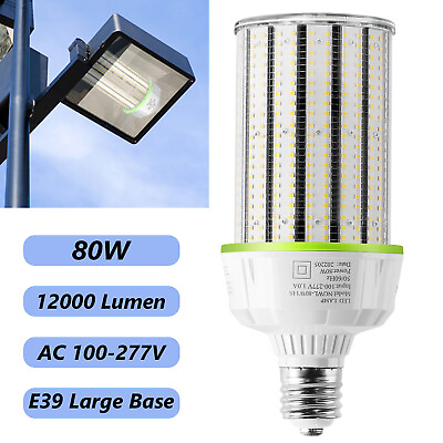 #ad 80W LED Corn Light Bulb Warehouse Parking Lot Shoebox Canopy Area Lighting 120V $64.59