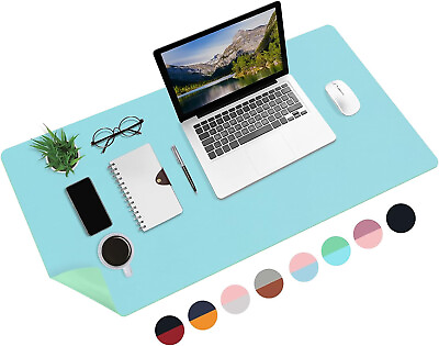 #ad Large PU Leather Dual Sided Desk Pad Non Slip Mouse Pad Office Home Writing Mat $15.99