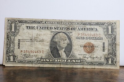 #ad 1935 A $1 One Dollar Silver Certificate Hawaii Emergency Issue $56.00