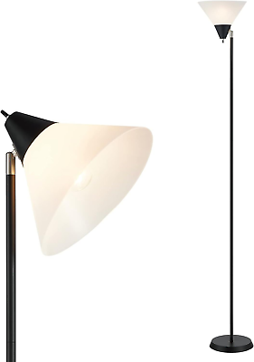 #ad HonoDing Floor Lamp Standing Adjustable Head Arcylic Shade Black $37.55