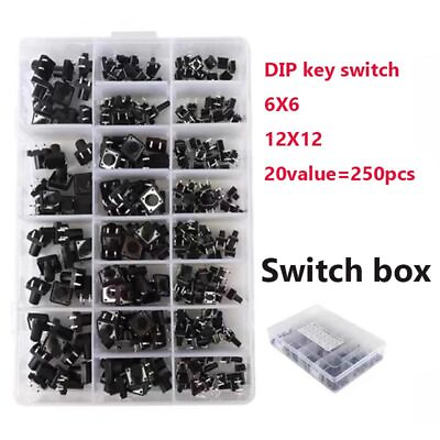 #ad 250Pcs Micro Motion Button Switch Durable 4PIN Touch Voltage Regulator 12x12MM $21.22