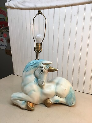 #ad Vintage Mid Century Ceramic Unicorn Table Lamp $270.00
