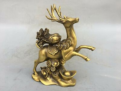 #ad 11#x27;#x27; brass copper furniture decorate bring Chinese cabbage treasure deer statue $340.00