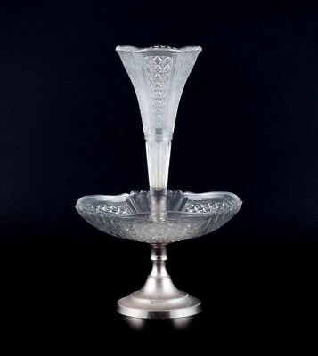 #ad Val St. Lambert Belgium. Elegant two part Art Deco centerpiece in art glass. $750.00