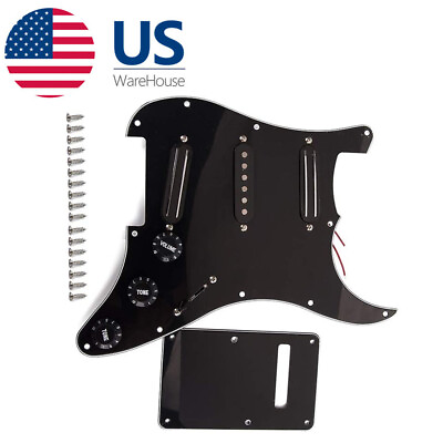 #ad 3 Ply SSS Dual Rail Loaded Pickguards Pickup Back Cover Plate for Strat ST SQ $37.56