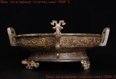#ad China shangzhou dynasty Bronze Ware sacrifice Beast head Tray Pallets Dish plate $1050.00